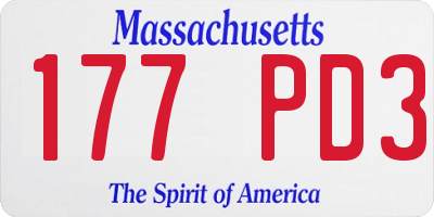MA license plate 177PD3