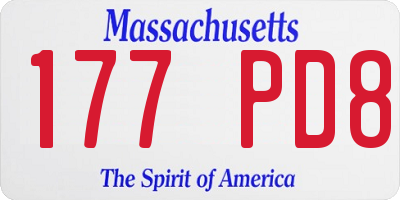 MA license plate 177PD8