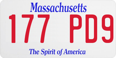 MA license plate 177PD9