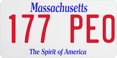 MA license plate 177PE0