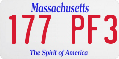 MA license plate 177PF3