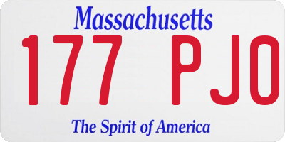 MA license plate 177PJ0