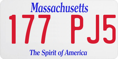 MA license plate 177PJ5