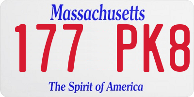 MA license plate 177PK8