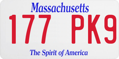 MA license plate 177PK9