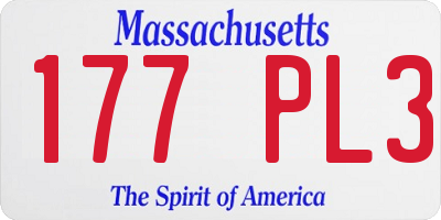 MA license plate 177PL3