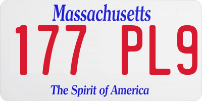 MA license plate 177PL9