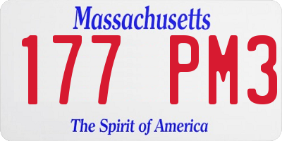 MA license plate 177PM3