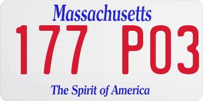MA license plate 177PO3