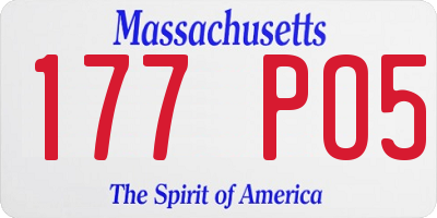 MA license plate 177PO5