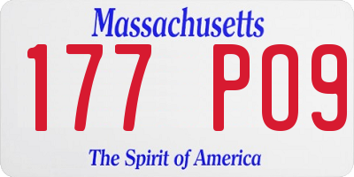 MA license plate 177PO9
