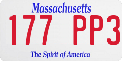 MA license plate 177PP3