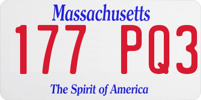 MA license plate 177PQ3
