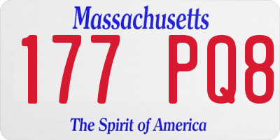 MA license plate 177PQ8