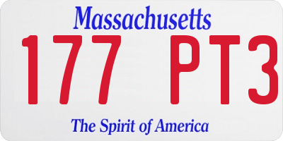 MA license plate 177PT3