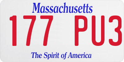 MA license plate 177PU3