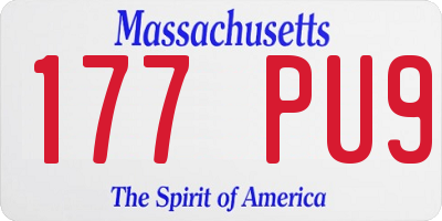 MA license plate 177PU9