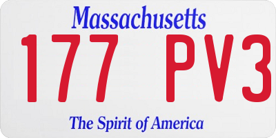 MA license plate 177PV3