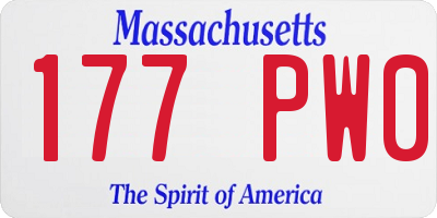 MA license plate 177PW0