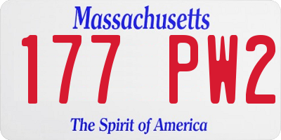 MA license plate 177PW2