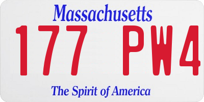 MA license plate 177PW4