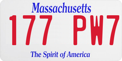 MA license plate 177PW7