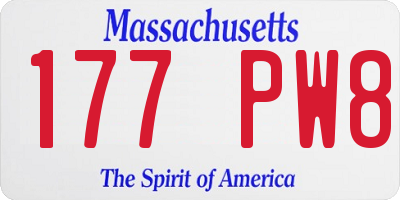 MA license plate 177PW8