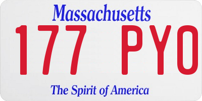 MA license plate 177PY0