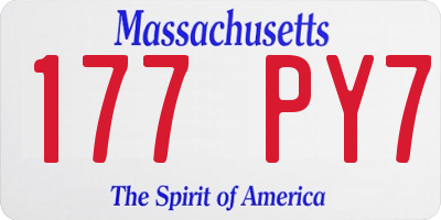 MA license plate 177PY7
