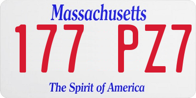 MA license plate 177PZ7
