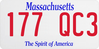 MA license plate 177QC3