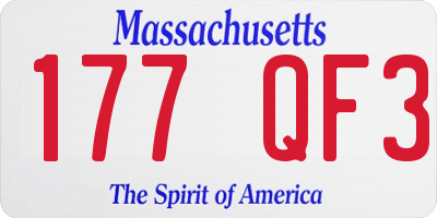 MA license plate 177QF3