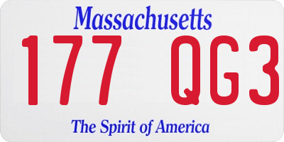 MA license plate 177QG3