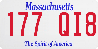 MA license plate 177QI8
