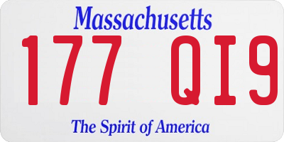 MA license plate 177QI9