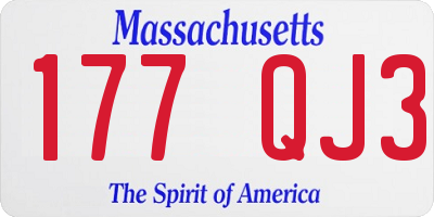 MA license plate 177QJ3