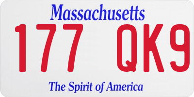 MA license plate 177QK9