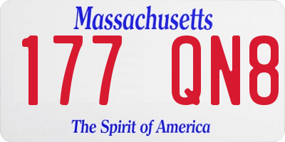 MA license plate 177QN8