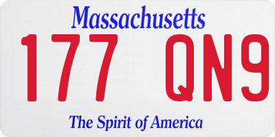 MA license plate 177QN9