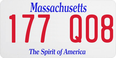 MA license plate 177QO8