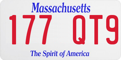 MA license plate 177QT9