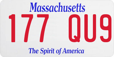 MA license plate 177QU9