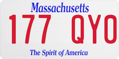 MA license plate 177QY0