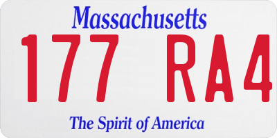 MA license plate 177RA4