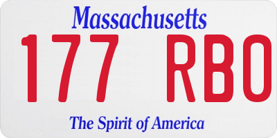 MA license plate 177RB0