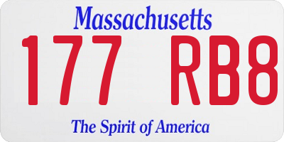 MA license plate 177RB8
