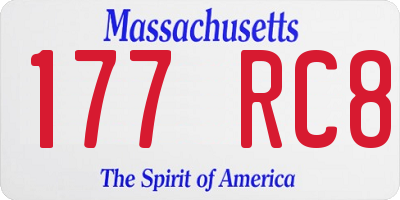 MA license plate 177RC8