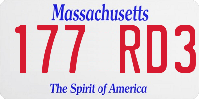 MA license plate 177RD3