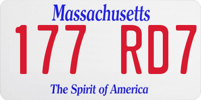 MA license plate 177RD7