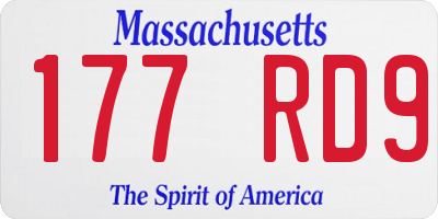 MA license plate 177RD9